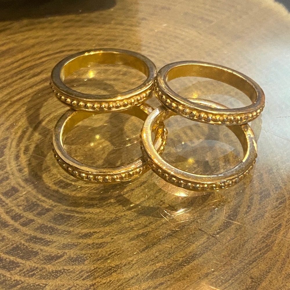 Anne Klein Gold-Tone Textured Ring Stacking Set